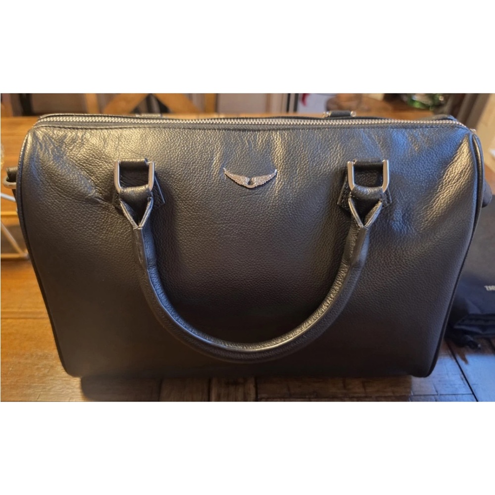 Zadig and Voltaire Sunny medium Black Leather Dome Satchel Handbag - Women